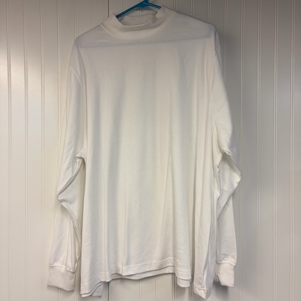 Lands End Classic White Long Sleeve Mock Neck Shirt 3X
